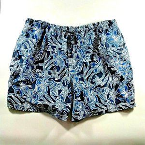 Trader Bay Swim Trunks Mens XL Drawstring Beach Blue Floral Pool Surf Shorts